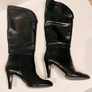 TAHARI WOMENS BLACK LEATHER TALL HEEL GABE FASHION  BOOT Size 7.5